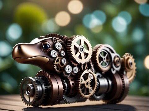 Mechanical Steampunk Armadillo with Intricate Gears