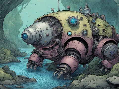 Mechanical Tardigrade Exploring an Underwater Cave