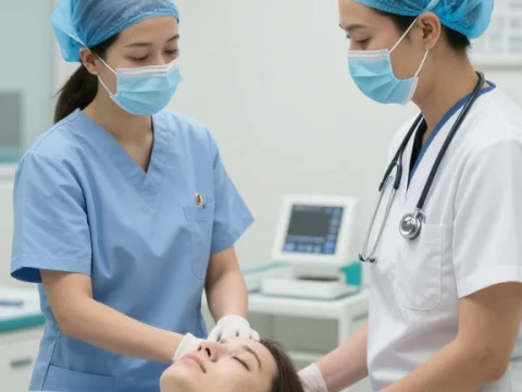 Medical Professionals Providing Patient Care in Clinical Setting