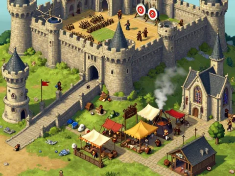 Medieval Fantasy Castle with Market and Archery Practice