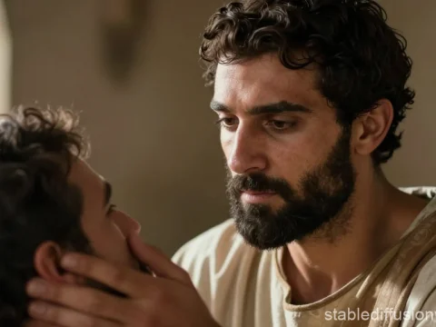 Medieval Man Examining a Sick Patient