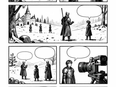 Medieval Paladin Training Comic Scene