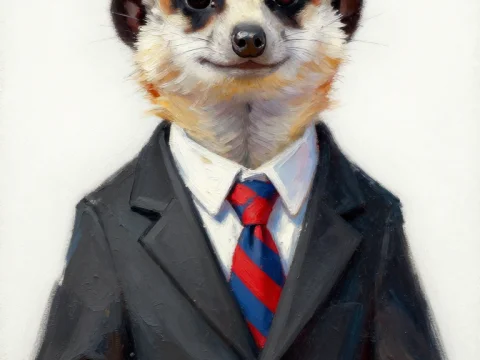 Meerkat in Business Suit Oil Painting