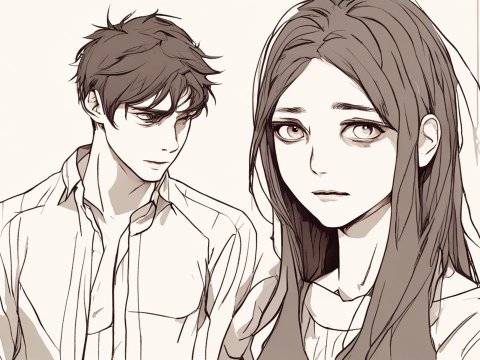 Melancholic Gaze Between Two Anime Characters