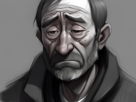 Melancholic Portrait of an Elderly Man