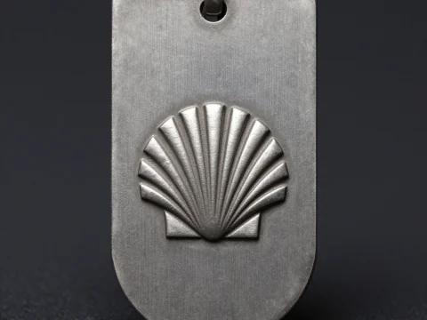Metal Military Dog Tag with Shell Emblem
