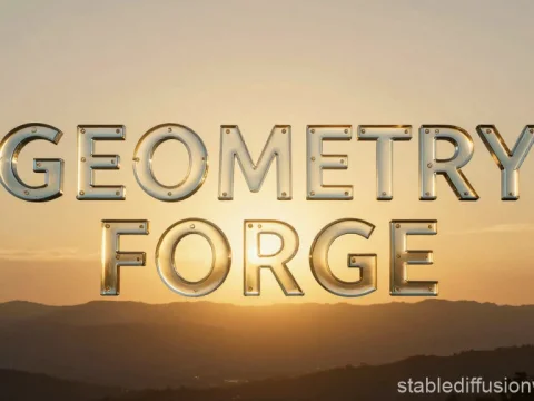 Metallic Geometry Forge Logo at Sunset