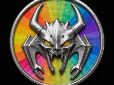 Metallic Pantera Badge with Rainbow Background