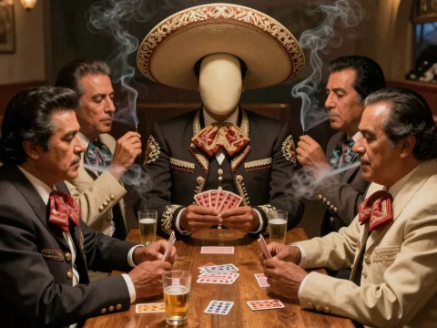 Mexican Mariachi Legends Playing Cards in Vintage Setting