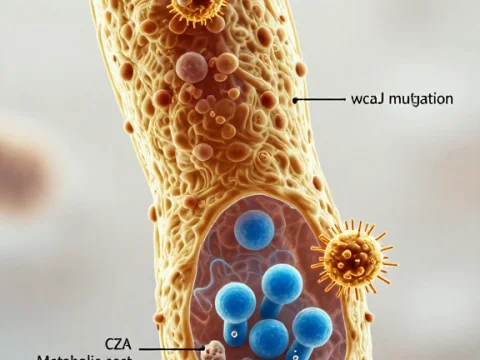 Microscopic Infographic of Klebsiella pneumoniae Bacteria