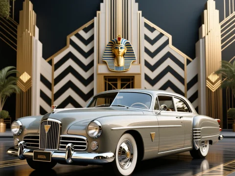 Mid Century Modern Classic Car in Art Deco Setting