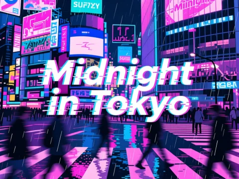 Midnight in Tokyo Neon Cityscape