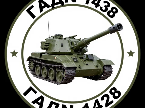Military Emblem Featuring a Green D-30 Self-Propelled Howitzer