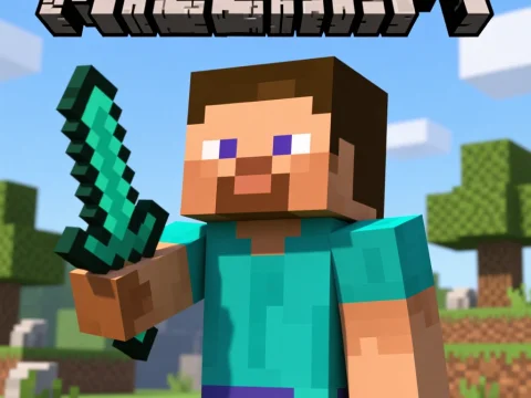 Minecraft Character Holding Diamond Sword