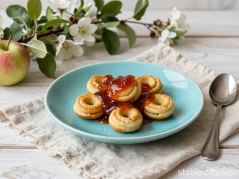 Mini Cheesecakes with Jam on Blue Plate
