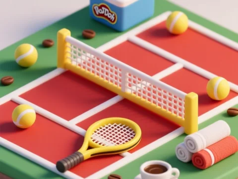 Miniature Clay Padel Court with Accessories