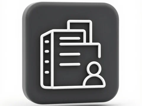 Minimal 3D Business Document and User Icon