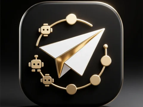 Minimal Luxury Telegram Bot Icon in Black and Gold