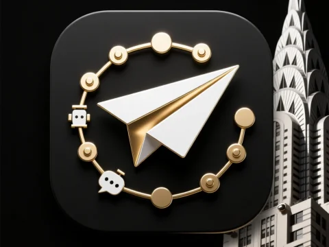 Minimal Luxury Telegram Icon with Gold Accents