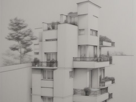 Minimalist Architectural Sketch of Modern Apartment Building