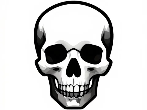 Minimalist Black and White Skull Illustration