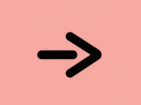 Minimalist Black Arrow Icon on Pink Background