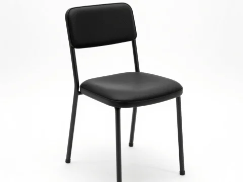 Minimalist Black Chair with Padded Seat and Backrest