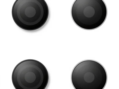 Minimalist Black Circular Game Buttons Set