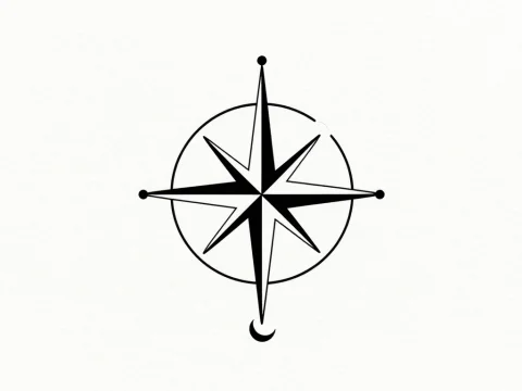 Minimalist Black Compass Tattoo Design