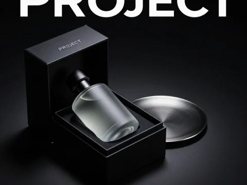 Minimalist Black Perfume Box with Frosted Bottle