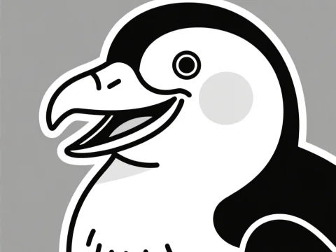 Minimalist Cartoon Laughing Duck Illustration