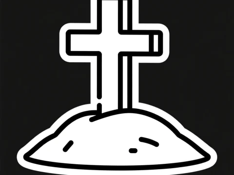 Minimalist Christian Cross Grave Icon