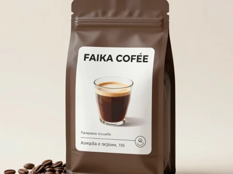 Minimalist Coffee Bag Packaging with Coffee Beans