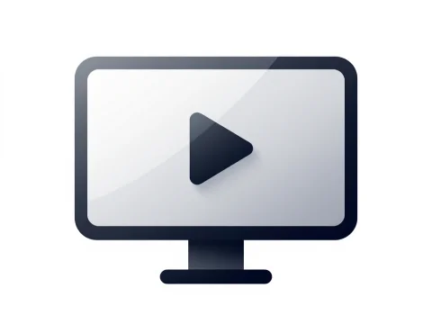 Minimalist Computer Monitor with Play Button Icon