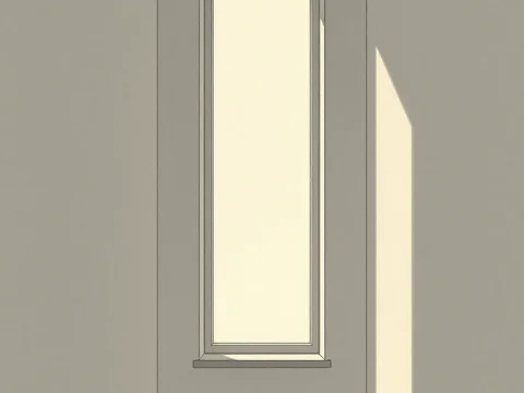 Minimalist Corridor with Tall Window and Light Shadows