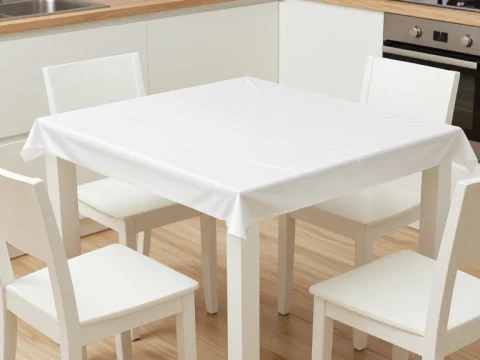 Minimalist Cozy Dining Area with White Table and Chairs