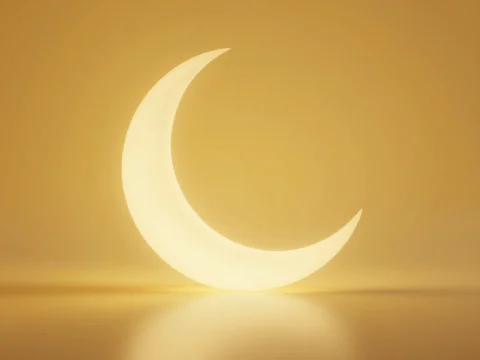 Minimalist Crescent Moon Lantern with Warm Glow