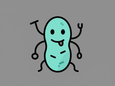 Minimalist Cute Bacteria Character Icon