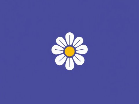 Minimalist Daisy Icon on Purple Background