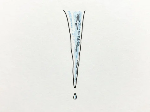 Minimalist Drawing of a Melting Icicle