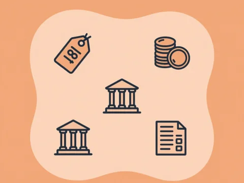 Minimalist Financial and Legal Icons on Peach Background