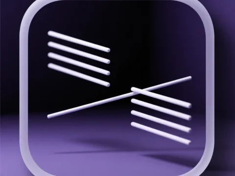 Minimalist Floating Lines in Purple Frame