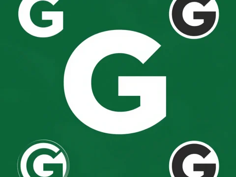 Minimalist G Letter Logo Variations on Green Background