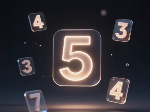 Minimalist Glowing Number Blocks Floating in Dark Space