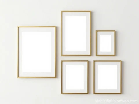 Minimalist Gold Picture Frames on White Wall