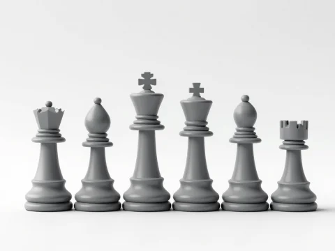 Minimalist Gray Chess Pieces Set