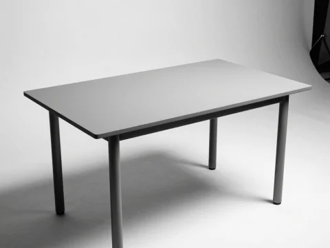 Minimalist Gray Table on White Background