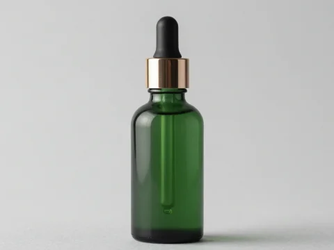 Minimalist Green Glass Serum Dropper Bottle