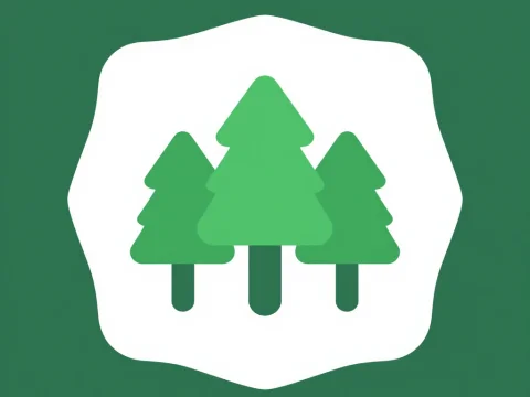 Minimalist Green Pine Trees Icon