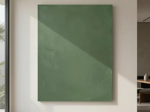 Minimalist Green Textured Wall Art in Modern Interior